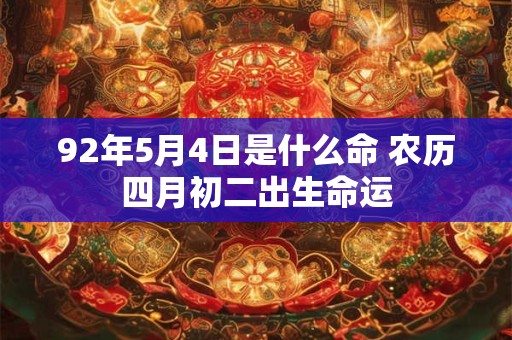 92年5月4日是什么命 农历四月初二出生命运