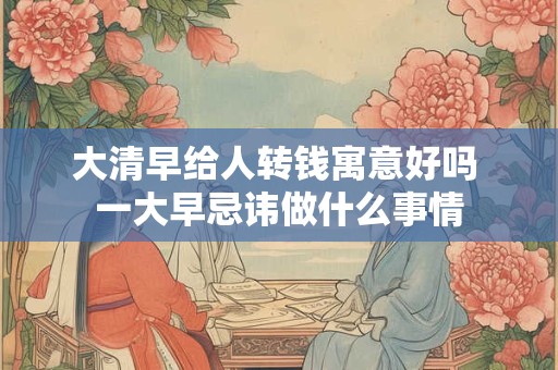大清早给人转钱寓意好吗 一大早忌讳做什么事情