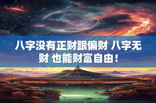 八字没有正财跟偏财 八字无财 也能财富自由！