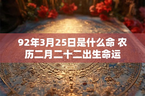 92年3月25日是什么命 农历二月二十二出生命运