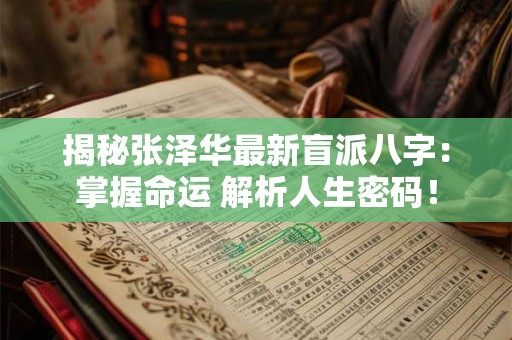 揭秘张泽华最新盲派八字：掌握命运 解析人生密码！