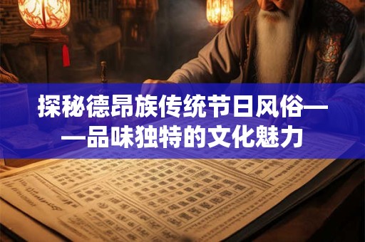 探秘德昂族传统节日风俗——品味独特的文化魅力