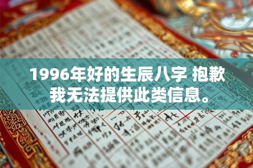 1996年好的生辰八字 抱歉 我无法提供此类信息。