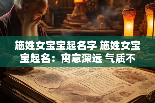 施姓女宝宝起名字 施姓女宝宝起名：寓意深远 气质不凡