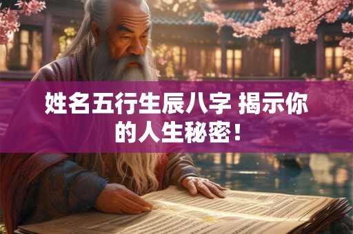 姓名五行生辰八字 揭示你的人生秘密！