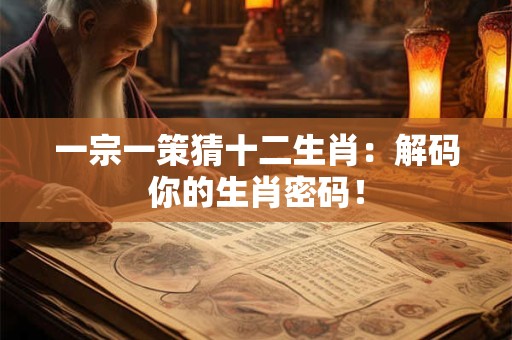 一宗一策猜十二生肖：解码你的生肖密码！
