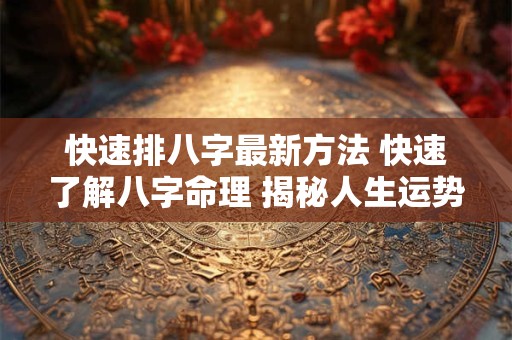 快速排八字最新方法 快速了解八字命理 揭秘人生运势密码