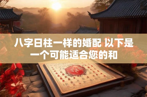 八字日柱一样的婚配 以下是一个可能适合您的和