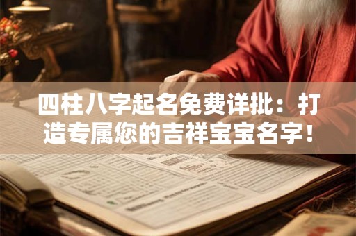 四柱八字起名免费详批：打造专属您的吉祥宝宝名字！