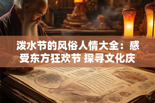 泼水节的风俗人情大全：感受东方狂欢节 探寻文化庆典之旅！