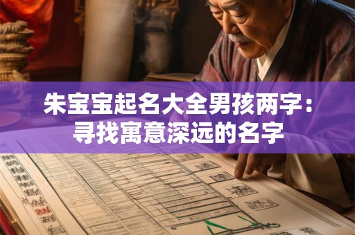 朱宝宝起名大全男孩两字：寻找寓意深远的名字