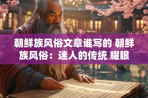 朝鲜族风俗文章谁写的 朝鲜族风俗：迷人的传统 耀眼的魅力