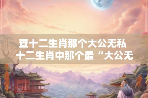 查十二生肖那个大公无私 十二生肖中那个最“大公无私”