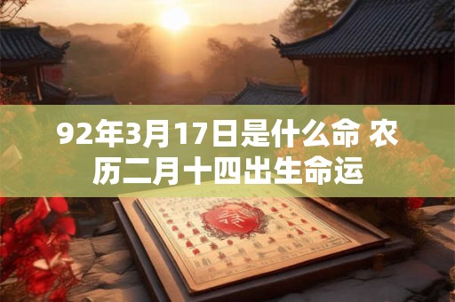 92年3月17日是什么命 农历二月十四出生命运