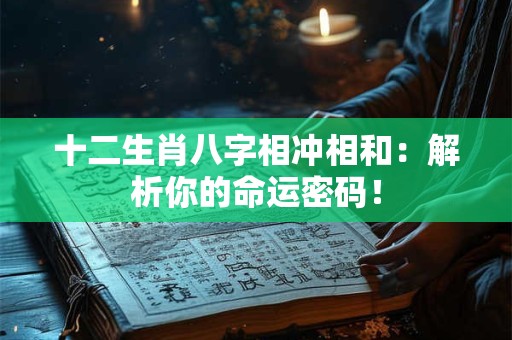 十二生肖八字相冲相和：解析你的命运密码！