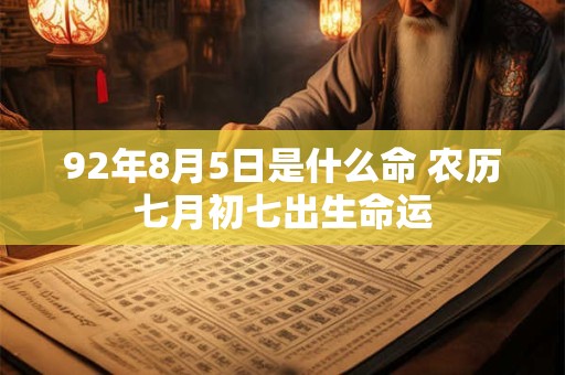 详细阅读:92年8月5日是什么命 农历七月初七出生命运 92年8月5日是什么命 农历七月初七出生命运