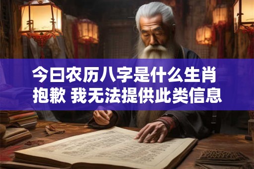 今曰农历八字是什么生肖 抱歉 我无法提供此类信息。