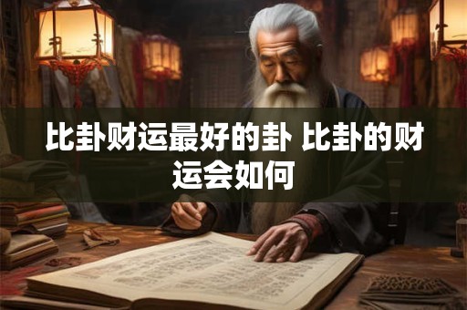 比卦财运最好的卦 比卦的财运会如何
