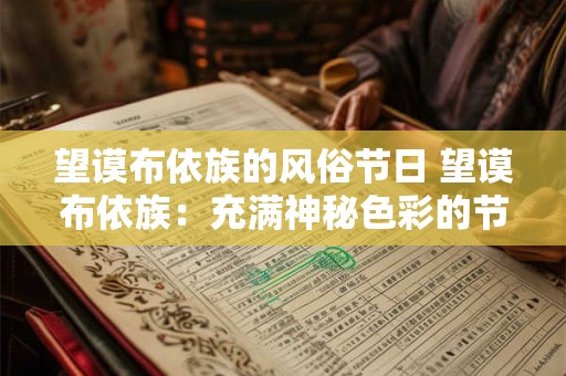 望谟布依族的风俗节日 望谟布依族：充满神秘色彩的节日风俗