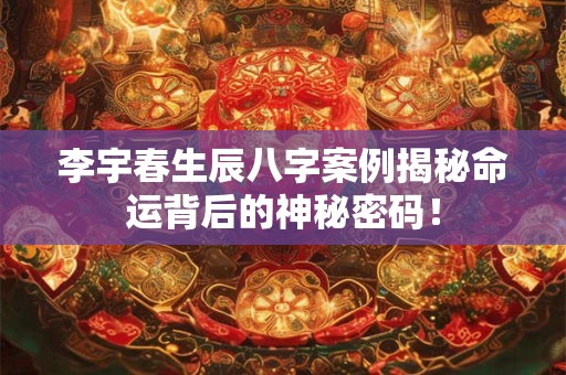 李宇春生辰八字案例揭秘命运背后的神秘密码！