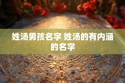姓汤男孩名字 姓汤的有内涵的名字
