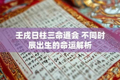 壬戌日柱三命通会 不同时辰出生的命运解析