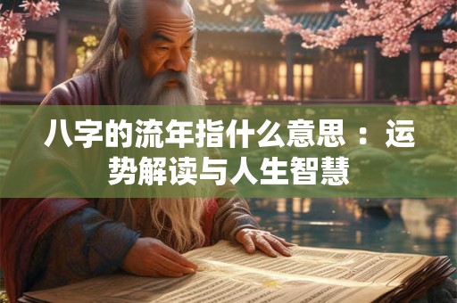八字的流年指什么意思 ：运势解读与人生智慧