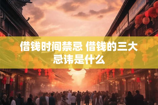 借钱时间禁忌 借钱的三大忌讳是什么