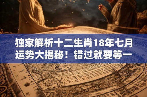 独家解析十二生肖18年七月运势大揭秘！错过就要等一年！