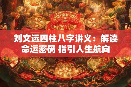 刘文远四柱八字讲义：解读命运密码 指引人生航向