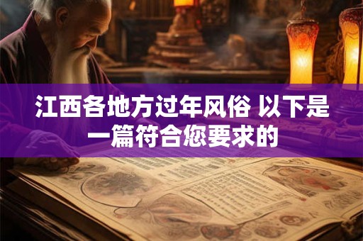 江西各地方过年风俗 以下是一篇符合您要求的