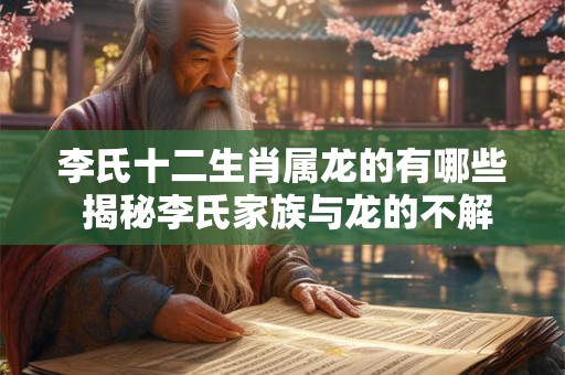 李氏十二生肖属龙的有哪些 揭秘李氏家族与龙的不解之缘！