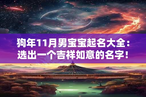 狗年11月男宝宝起名大全：选出一个吉祥如意的名字！