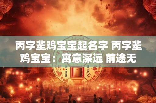 丙字辈鸡宝宝起名字 丙字辈鸡宝宝：寓意深远 前途无量