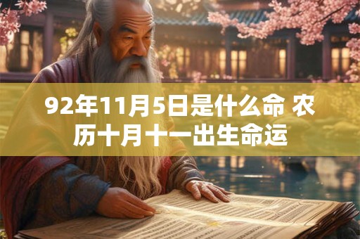92年11月5日是什么命 农历十月十一出生命运
