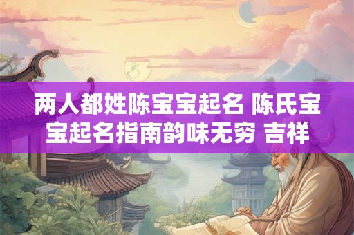 两人都姓陈宝宝起名 陈氏宝宝起名指南韵味无穷 吉祥如意！