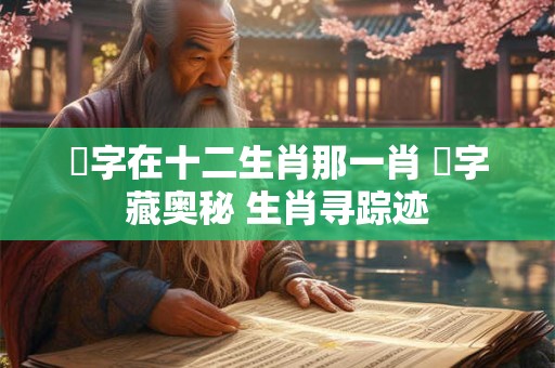 億字在十二生肖那一肖 億字藏奥秘 生肖寻踪迹