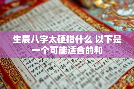 详细阅读:生辰八字太硬指什么 以下是一个可能适合的和 生辰八字太硬指什么 以下是一个可能适合的和