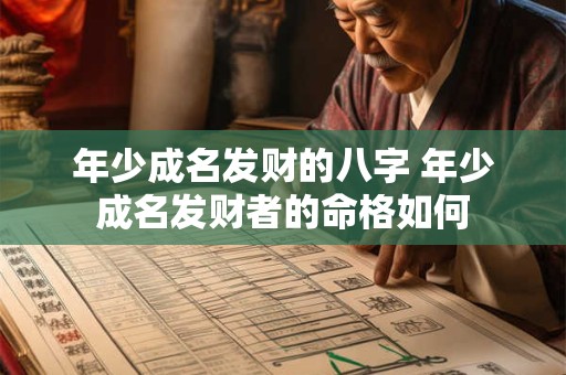 年少成名发财的八字 年少成名发财者的命格如何