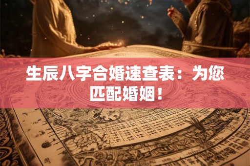 生辰八字合婚速查表：为您匹配婚姻！