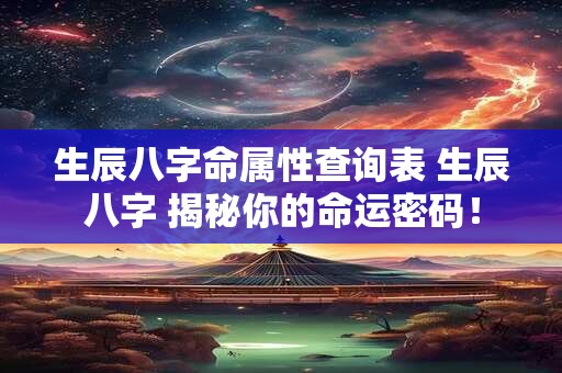 生辰八字命属性查询表 生辰八字 揭秘你的命运密码！