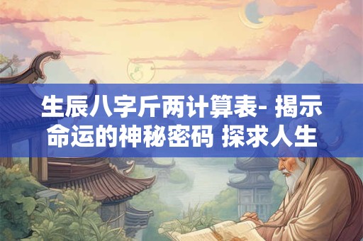 生辰八字斤两计算表- 揭示命运的神秘密码 探求人生运势！