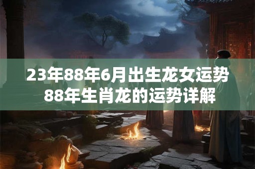 23年88年6月出生龙女运势 88年生肖龙的运势详解