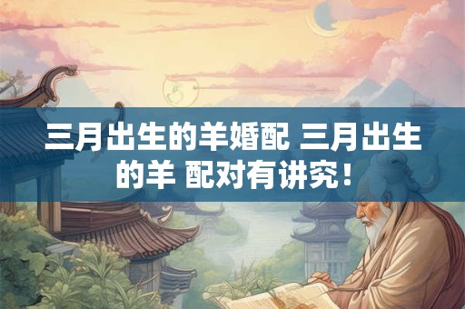 三月出生的羊婚配 三月出生的羊 配对有讲究！