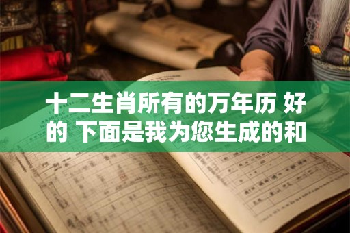 十二生肖所有的万年历 好的 下面是我为您生成的和