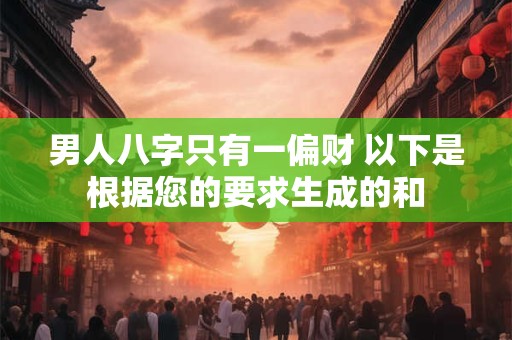 男人八字只有一偏财 以下是根据您的要求生成的和