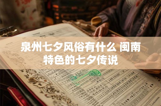 泉州七夕风俗有什么 闽南特色的七夕传说