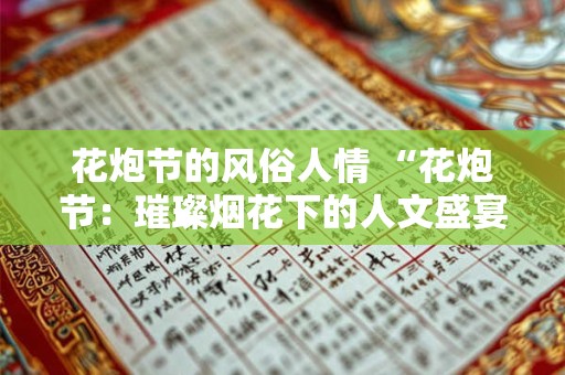 花炮节的风俗人情 “花炮节：璀璨烟花下的人文盛宴”