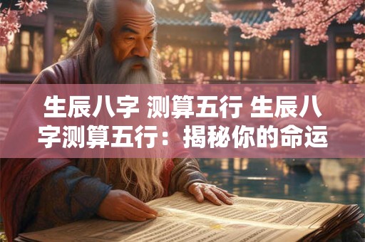 生辰八字 测算五行 生辰八字测算五行：揭秘你的命运密码！
