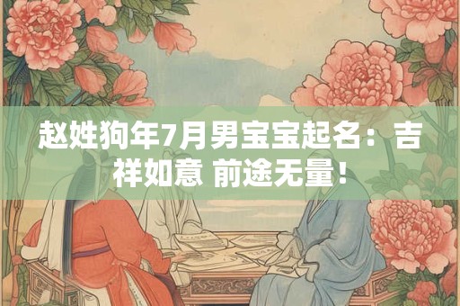 赵姓狗年7月男宝宝起名：吉祥如意 前途无量！